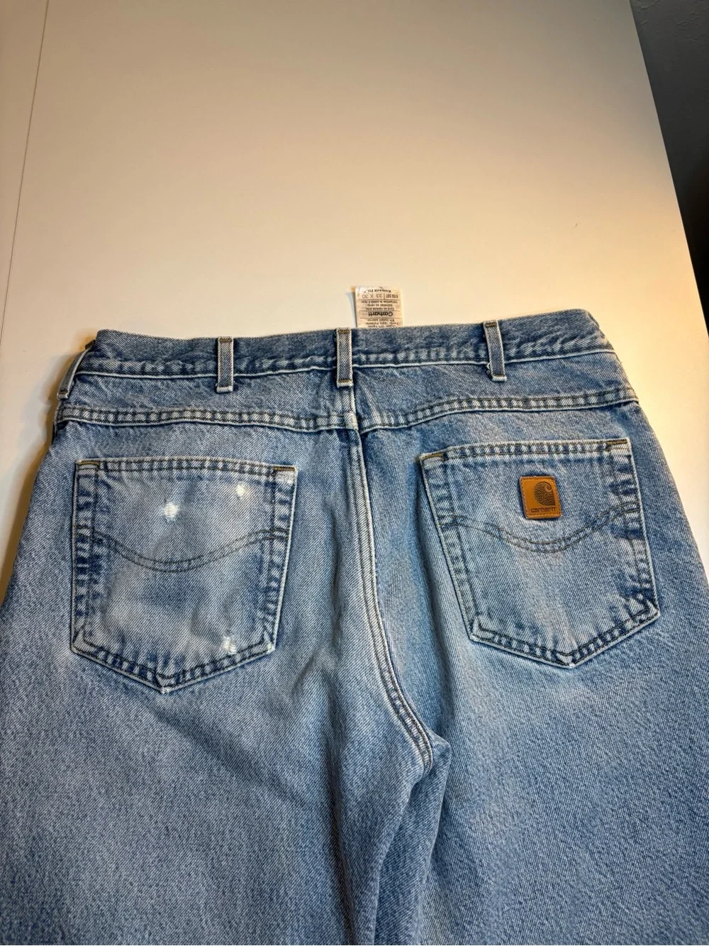 Carhartt blue denim insulated jeans.